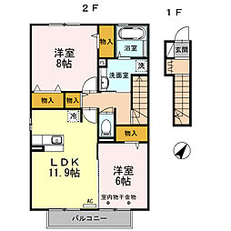 ゴールデンヤード 2LDKの間取図画像