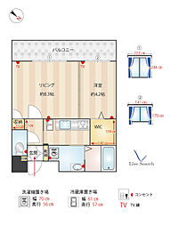 リンデン東薬院 1LDKの間取図画像