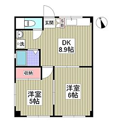 中澤第2コーポ 2DKの間取図画像