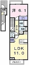 アルバ・ソーレB 1LDKの間取図画像
