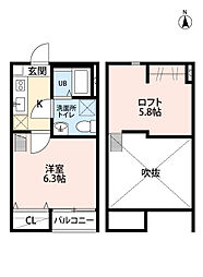 JR東北本線 太子堂駅 徒歩13分の賃貸アパート 1階1Kの間取り
