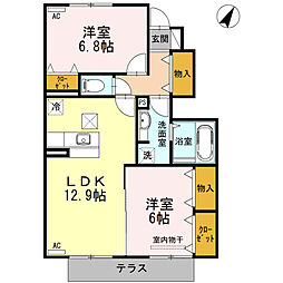 プエンテヴィラ 2LDKの間取図画像