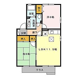 グレープヒルズ羽犬塚1A 2LDKの間取図画像