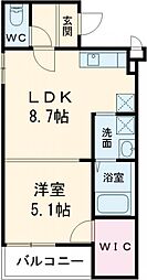 フジパレスルポ 1LDKの間取図画像