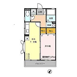 ハイム九曜3 1DKの間取図画像