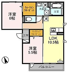 バレンシア 2LDKの間取図画像
