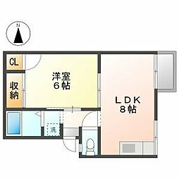 ヴィラ・アカンサス 1LDKの間取図画像