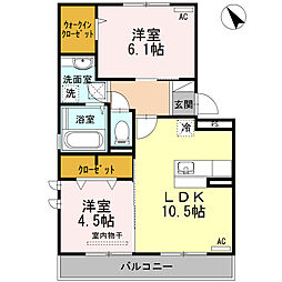 ハーモニータウン下松 2LDKの間取図画像