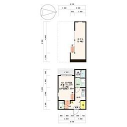 ディアコート松原 2階1Kの間取り