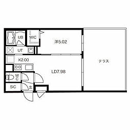 シティレジデンス南13条 1階1LDKの間取り