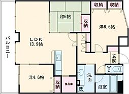 熊本電気鉄道 藤崎宮前駅 徒歩5分の賃貸マンション 9階3LDKの間取り