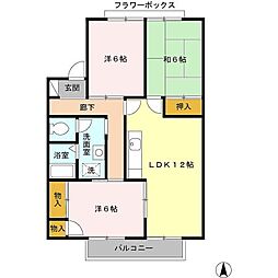 リバーシャトルA棟 3LDKの間取図画像