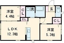 プラム春日 2LDKの間取図画像