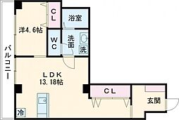 calme 5階1LDKの間取り