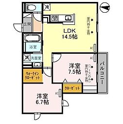 ブルームシュフル 2LDKの間取図画像