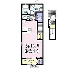 ゼフィール ワンルームの間取図画像