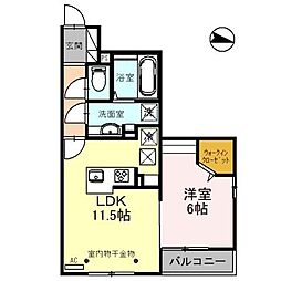 グラン・リード 1LDKの間取図画像