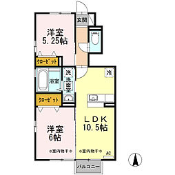 フロンティア上袋 2LDKの間取図画像