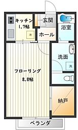新樹館 1Kの間取図画像