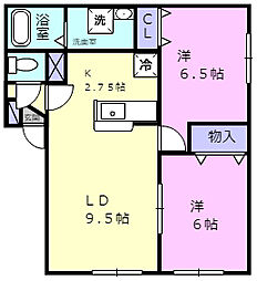 ウイングC 2LDKの間取図画像