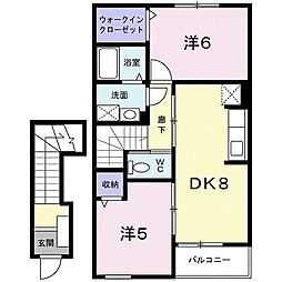 フォレスト・ビュー1 2DKの間取図画像