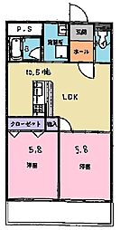 MITAKAマンション笠木 2LDKの間取図画像