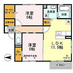 コンフォルト泉中央 2LDKの間取図画像