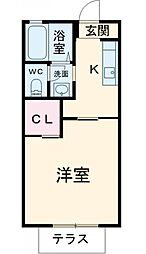 マノワールB棟 1Kの間取図画像