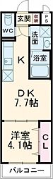 Happiness3 1DKの間取図画像