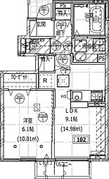 IEDES泉滝尻 1LDKの間取図画像