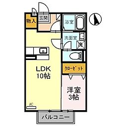 ウィルモア　Ｃ 2階1LDKの間取り