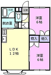 ロジェ白樺 2階2LDKの間取り