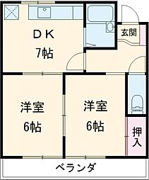 コンフォート小畑マンション 2DKの間取図画像