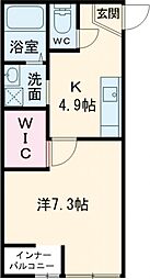 スフィーダI 1Kの間取図画像