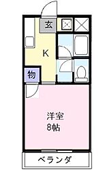 コーポK&R 1Kの間取図画像