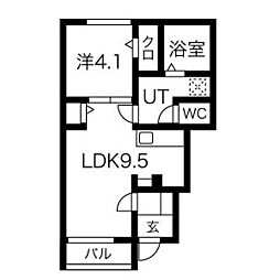 アスガルドA 1LDKの間取図画像