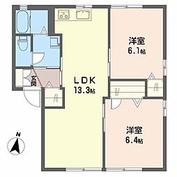 サンマリノ　Ａ棟 1階2LDKの間取り