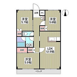 カーサガレリア 3LDKの間取図画像