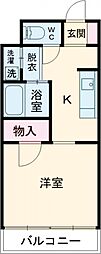 グレイスコート 1Kの間取図画像