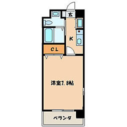 サンボックス大浦 1Kの間取図画像