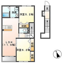 ヴィラレコルト 2LDKの間取図画像
