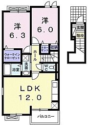 ヴィラパストラーレ 2LDKの間取図画像