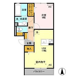 クオーレ 1LDKの間取図画像
