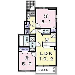 レーヌ葉山 2LDKの間取図画像