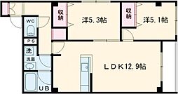 アールズコート大川 2LDKの間取図画像