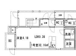 ボイルストンスイート井尻駅前 1LDKの間取図画像