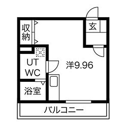 メリディアン鶴ケ谷 3階ワンルームの間取り