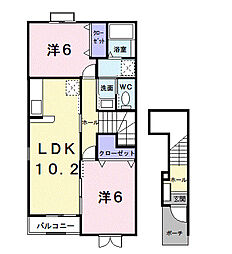 キャトルセゾン春秋B 2LDKの間取図画像