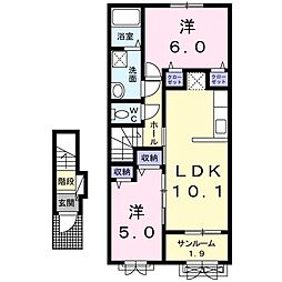 リヴェール2 2LDKの間取図画像
