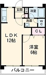 YKハイツ高丸 1LDKの間取図画像